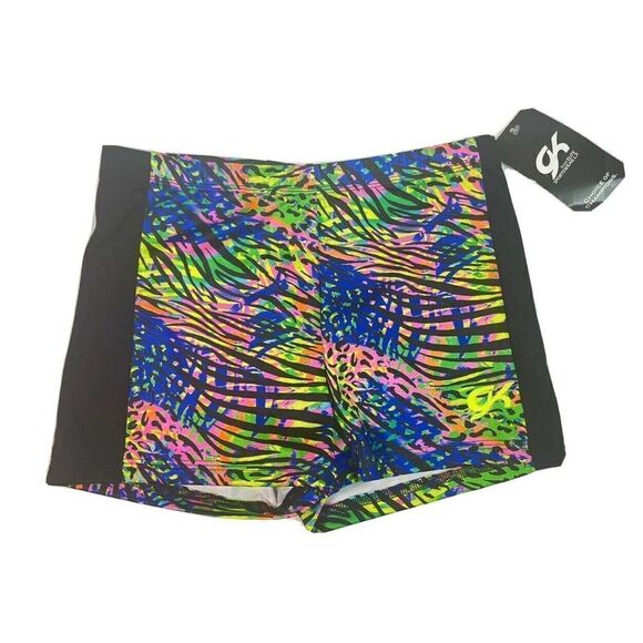 GK Elite Gymnastic Dance Leotard like Shorts Animal Print Multicolor New AL - Picture 2 of 9